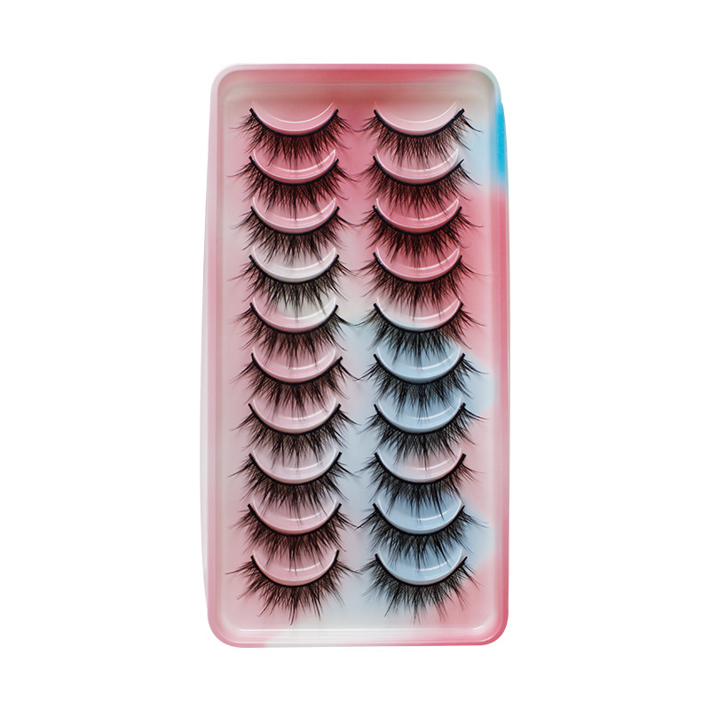 10 Pairs Wet Look Spiky Thick Faux Mink Lashes, Manga Cosplay Wispy Doll Eyelash, Reusable, Dramatic Makeup