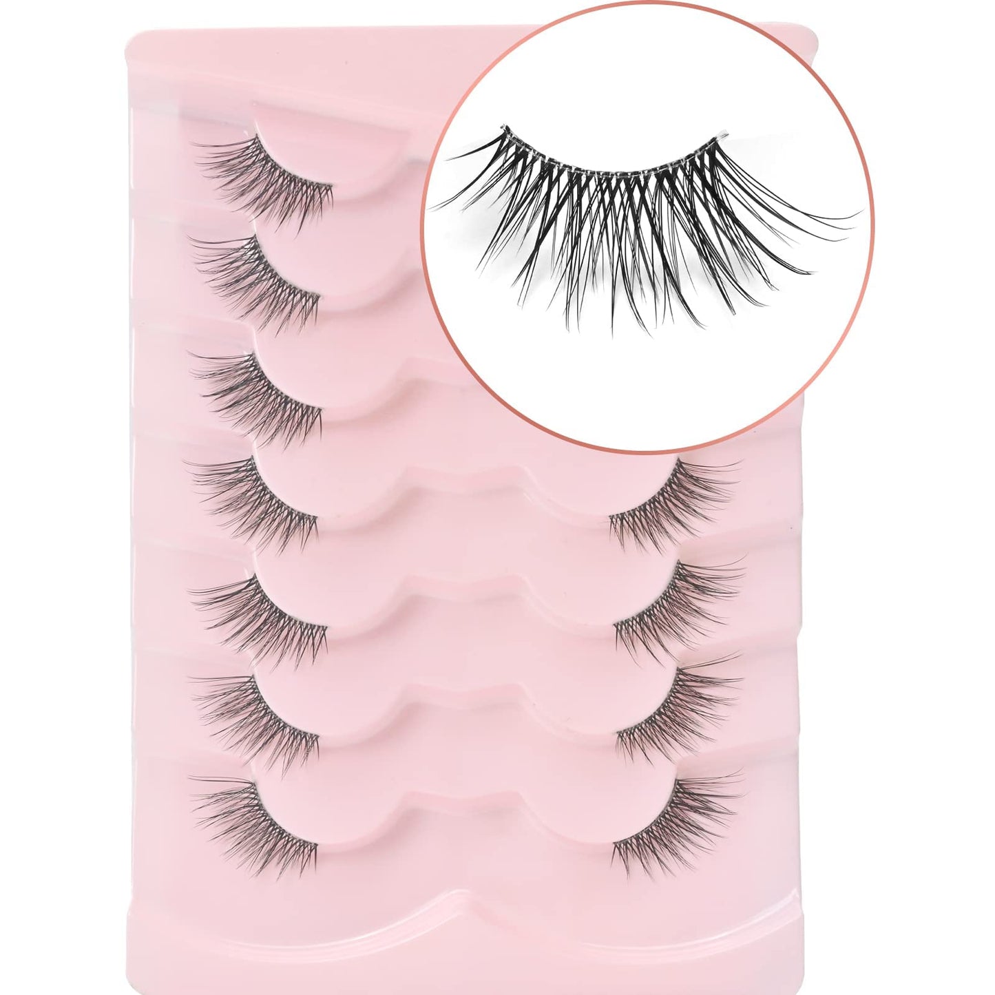 5 Pairs Natural Long Cat Eye Lashes Soft Wispy Volume Full Strip Faux Mink Lashes 3D Fluffy Cat Eye Lashes Strip Lashes,Lashes,Eyelashes,Fake Lashes