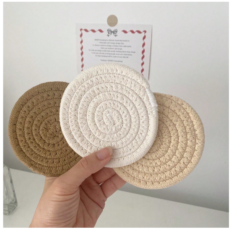 8PCS Cotton yarn placemats Hemp woven coasters Heat-resistant plate mats Bowl coasters Heat-proof mats Home use pot holders