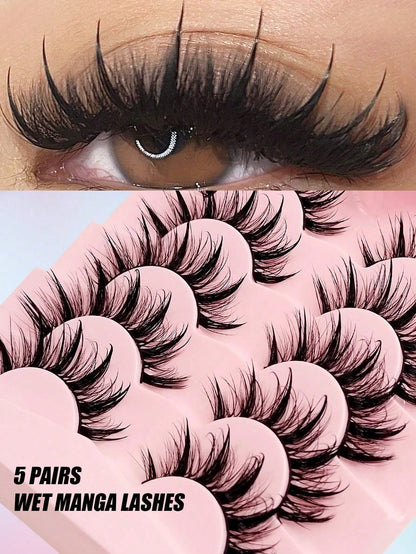 10 Pairs Anime Cat Eye Fluffy Lashes, European Style,Multi-Pair Set, Reusable D Curl, Extra Thick, Professional Makeup For Cosplay And Stage, Dramatic Eye Look, Easy Application For Beginners