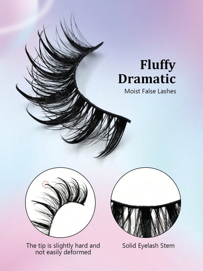 10 Pairs Anime Cat Eye Fluffy Lashes, European Style,Multi-Pair Set, Reusable D Curl, Extra Thick, Professional Makeup For Cosplay And Stage, Dramatic Eye Look, Easy Application For Beginners
