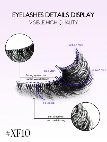 New 7 Pairs D Curl Volume Russian Volume Natural Fluffy Faux Eyelashes, Classic Cat Eye Mink False Eyelashes, Cross Wispy Dramatic Volume 5D Faux Eyelashes, Soft & Natural-Looking Eyelash Extension Makeup For A Natural Look