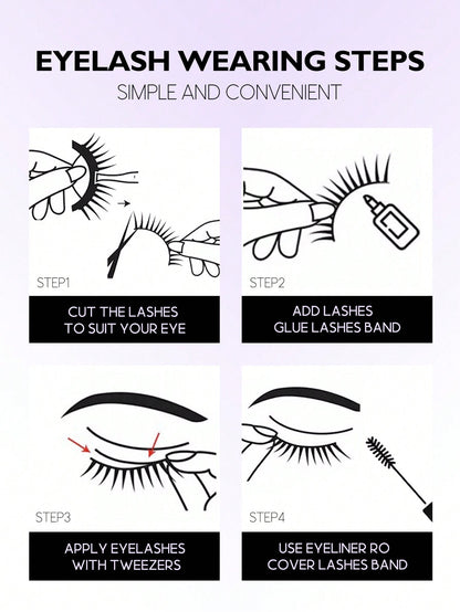 New 7 Pairs D Curl Volume Russian Volume Natural Fluffy Faux Eyelashes, Classic Cat Eye Mink False Eyelashes, Cross Wispy Dramatic Volume 5D Faux Eyelashes, Soft & Natural-Looking Eyelash Extension Makeup For A Natural Look