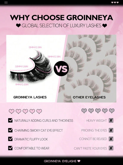 Hot 7 Pairs Of Cat Eye 3d Mink Fur False Eyelashes, Soft, Fine, Natural & Reusable Lashes For Thick & Lengthening Strip Lashes,Lashes,Eyelashes,Fake Lashes
