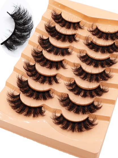 Hot 7 Pairs Of Cat Eye 3d Mink Fur False Eyelashes, Soft, Fine, Natural & Reusable Lashes For Thick & Lengthening Strip Lashes,Lashes,Eyelashes,Fake Lashes