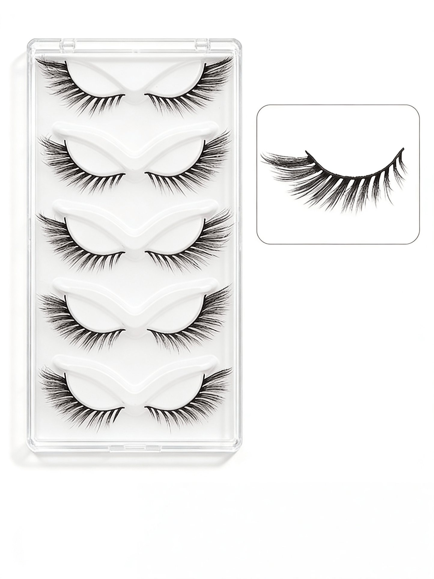 5 Pairs Doll-Like Natural False Eyelashes - Transparent Lash Band Cartoon Style False Lashes, Fairy-Like Design, Perfect For Cosplay - Reusable, Natural Look, Strip Eyelashes, Eyelashes, False Eyelashes