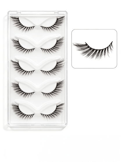 5 Pairs Doll-Like Natural False Eyelashes - Transparent Lash Band Cartoon Style False Lashes, Fairy-Like Design, Perfect For Cosplay - Reusable, Natural Look, Strip Eyelashes, Eyelashes, False Eyelashes