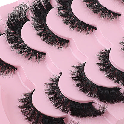 New 7 Pairs D Curl Volume Russian Volume Natural Fluffy Faux Eyelashes, Classic Cat Eye Mink False Eyelashes, Cross Wispy Dramatic Volume 5D Faux Eyelashes, Soft & Natural-Looking Eyelash Extension Makeup For A Natural Look