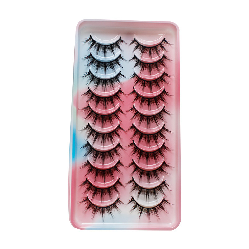 10 Pairs Anime Cat Eye Fluffy Lashes, European Style,Multi-Pair Set, Reusable D Curl, Extra Thick, Professional Makeup For Cosplay And Stage, Dramatic Eye Look, Easy Application For Beginners