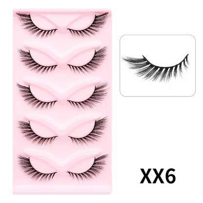 5 Pairs Doll-Like Natural False Eyelashes - Transparent Lash Band Cartoon Style False Lashes, Fairy-Like Design, Perfect For Cosplay - Reusable, Natural Look, Strip Eyelashes, Eyelashes, False Eyelashes
