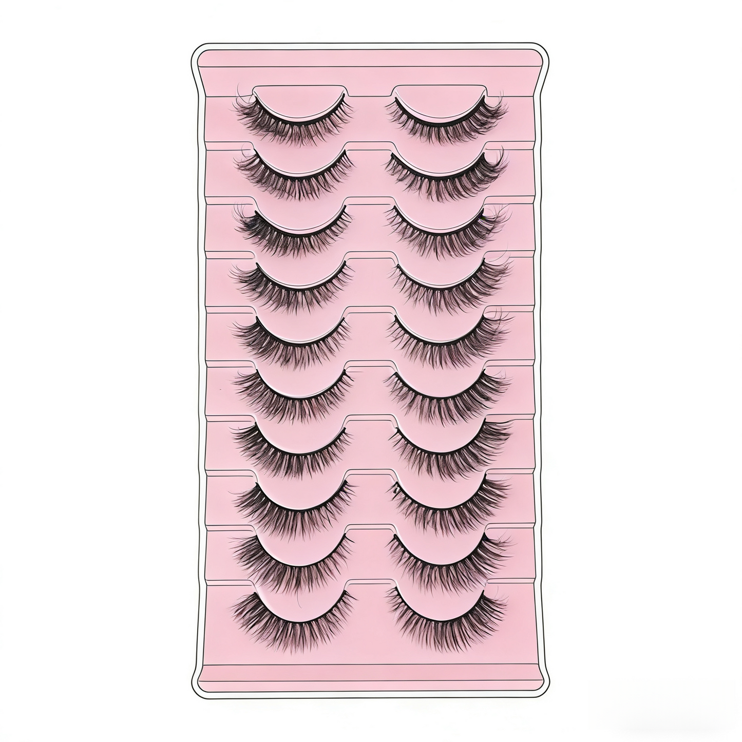 10pairs Cat Eye Style Natural Crossed & Extended Black False Eyelashes, Suitable For Daily And Dating Makeup Strip Lashes, Lashes, Eyelashes, Fake Lashes