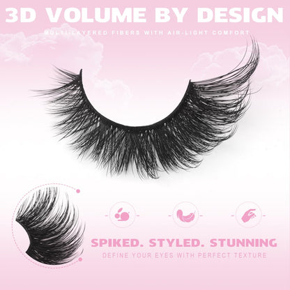 New 7 Pairs D Curl Volume Russian Volume Natural Fluffy Faux Eyelashes, Classic Cat Eye Mink False Eyelashes, Cross Wispy Dramatic Volume 5D Faux Eyelashes, Soft & Natural-Looking Eyelash Extension Makeup For A Natural Look