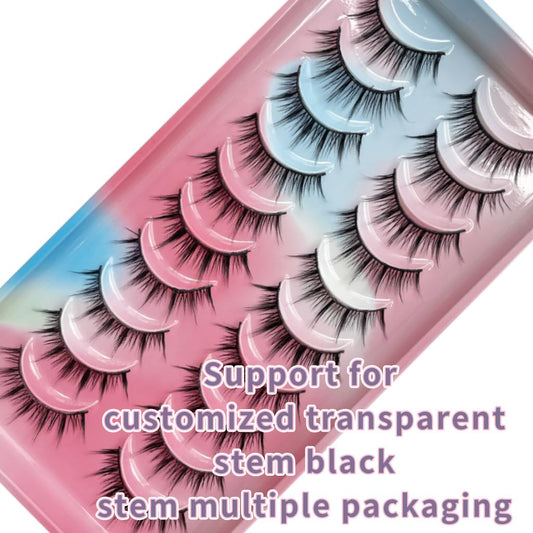 10 Pairs Anime Cat Eye Fluffy Lashes, European Style,Multi-Pair Set, Reusable D Curl, Extra Thick, Professional Makeup For Cosplay And Stage, Dramatic Eye Look, Easy Application For Beginners