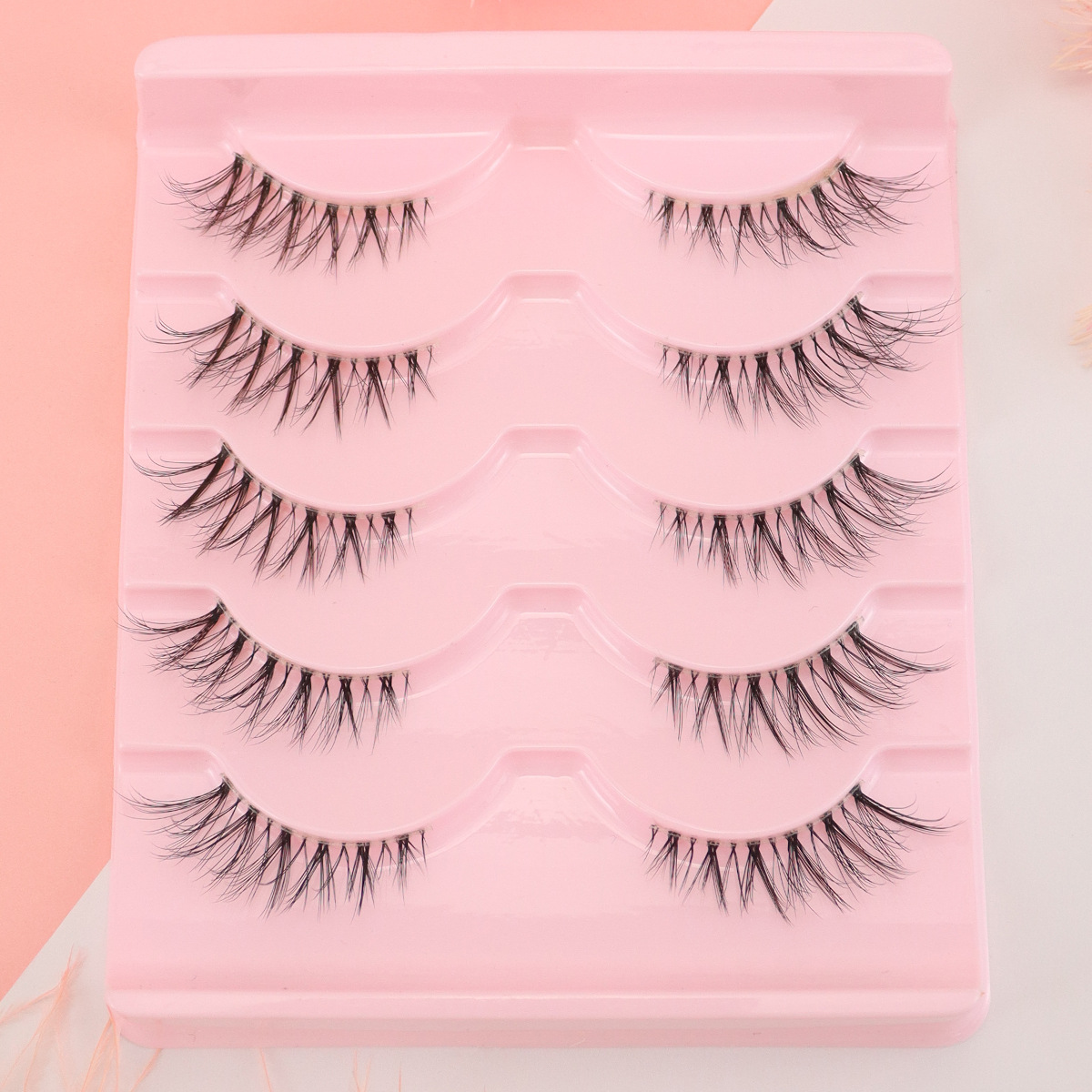 5 Pairs Natural Long Cat Eye Lashes Soft Wispy Volume Full Strip Faux Mink Lashes 3D Fluffy Cat Eye Lashes Strip Lashes,Lashes,Eyelashes,Fake Lashes