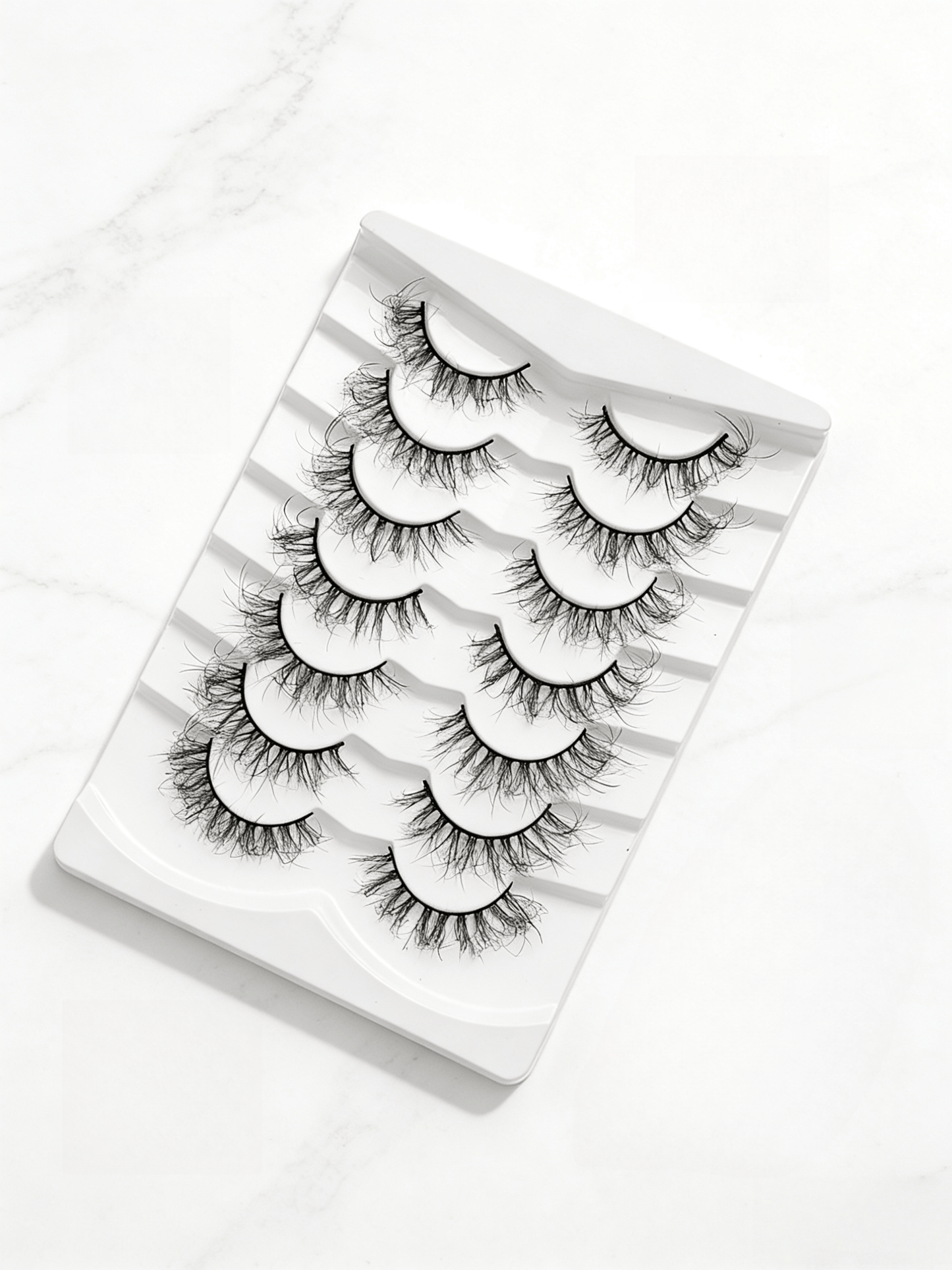 7 Pairs Full Strip False Eyelashes, Natural Look Crossed Dense Lashes, Clear Stem Integrated Lashes, Daily Makeup Tool, Japanese Anime Style Crossed Lashes, Convenient Application, Korean Celebrity Curly Fake Lashes
