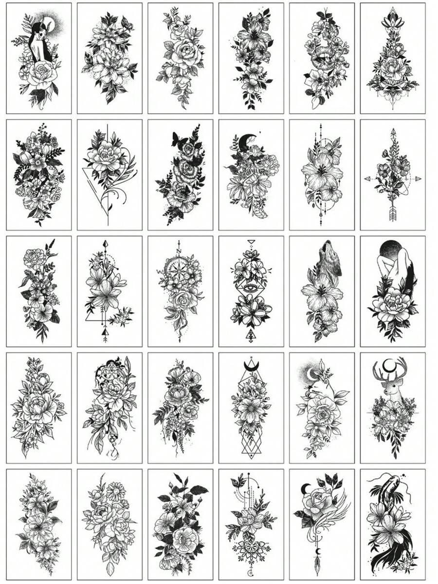30 Creative Temporary Tattoo Stickers, Suitable For Both Men And Women, Realistic And Waterproof, And Any Place You Want
