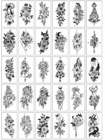 30 Creative Temporary Tattoo Stickers, Suitable For Both Men And Women, Realistic And Waterproof, And Any Place You Want