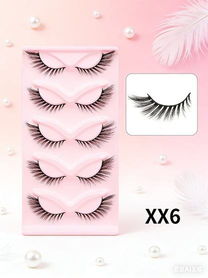 5 Pairs Doll-Like Natural False Eyelashes - Transparent Lash Band Cartoon Style False Lashes, Fairy-Like Design, Perfect For Cosplay - Reusable, Natural Look, Strip Eyelashes, Eyelashes, False Eyelashes