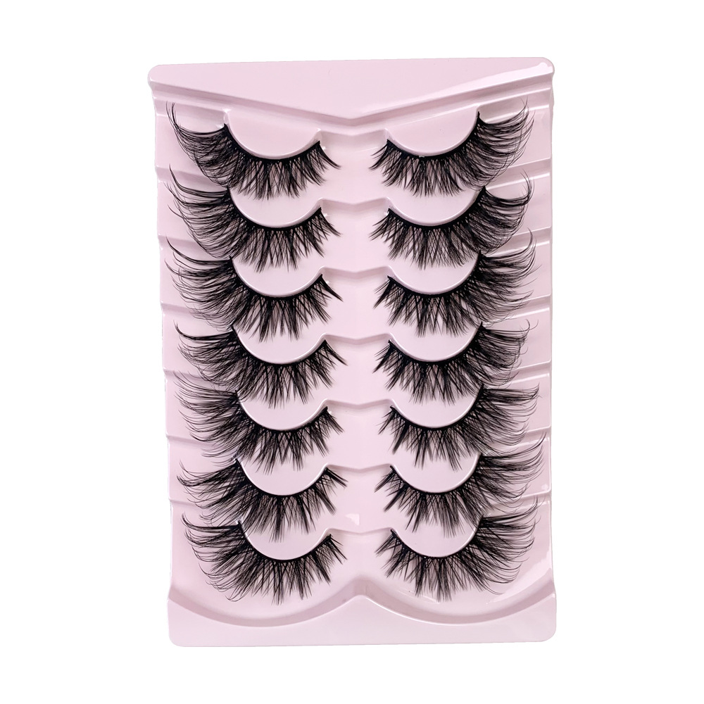 7 Pairs Fluffy False Eyelashes, Natural Thin Eyelashes With Transparent Band & Faux Mink Lashes, Thick Soft Curly Eyelashes, Strip Fake Eyelashes