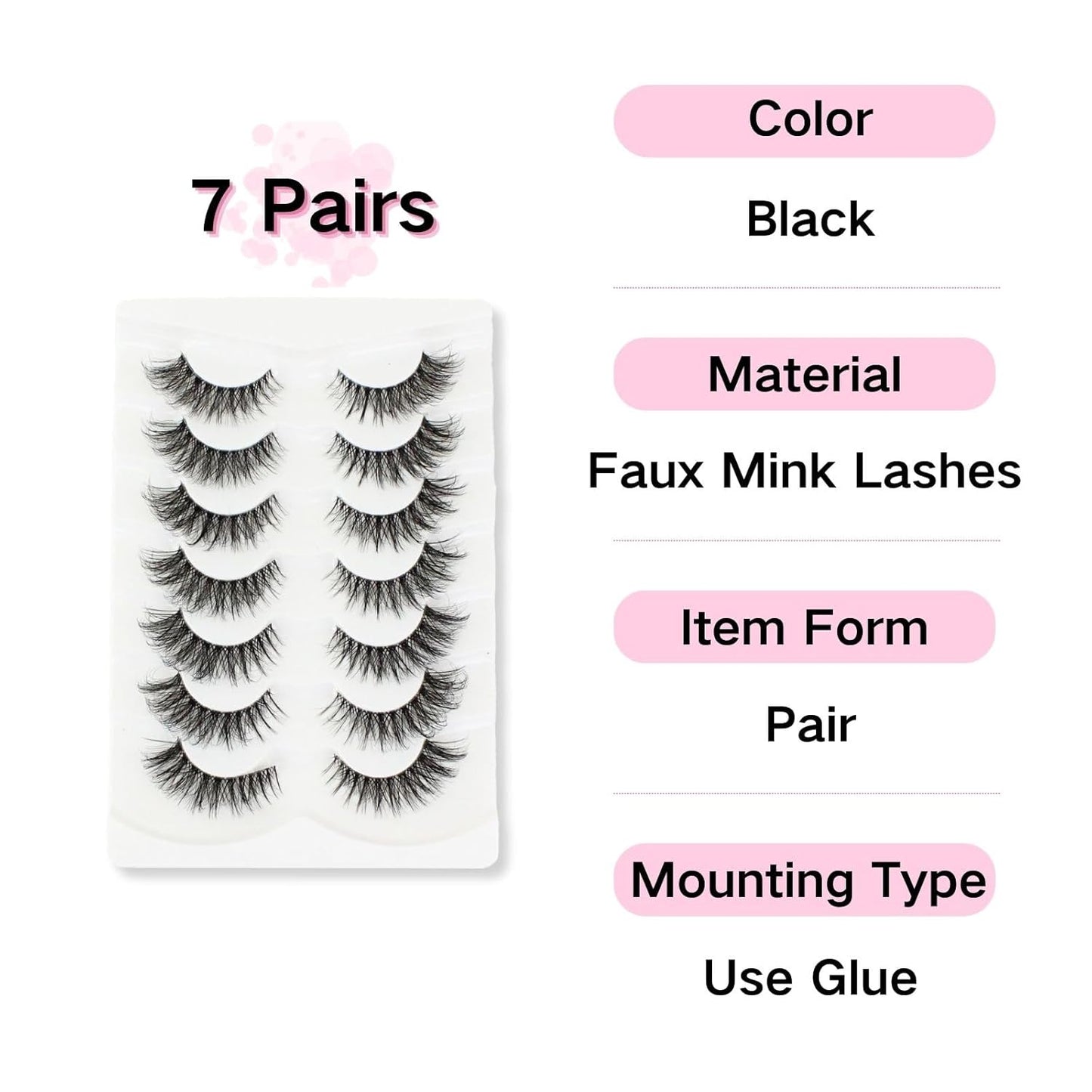 Hot 7 Pairs Of Cat Eye 3d Mink Fur False Eyelashes, Soft, Fine, Natural  & Lengthening Strip Lashes,Lashes,Eyelashes,Fake Lashes