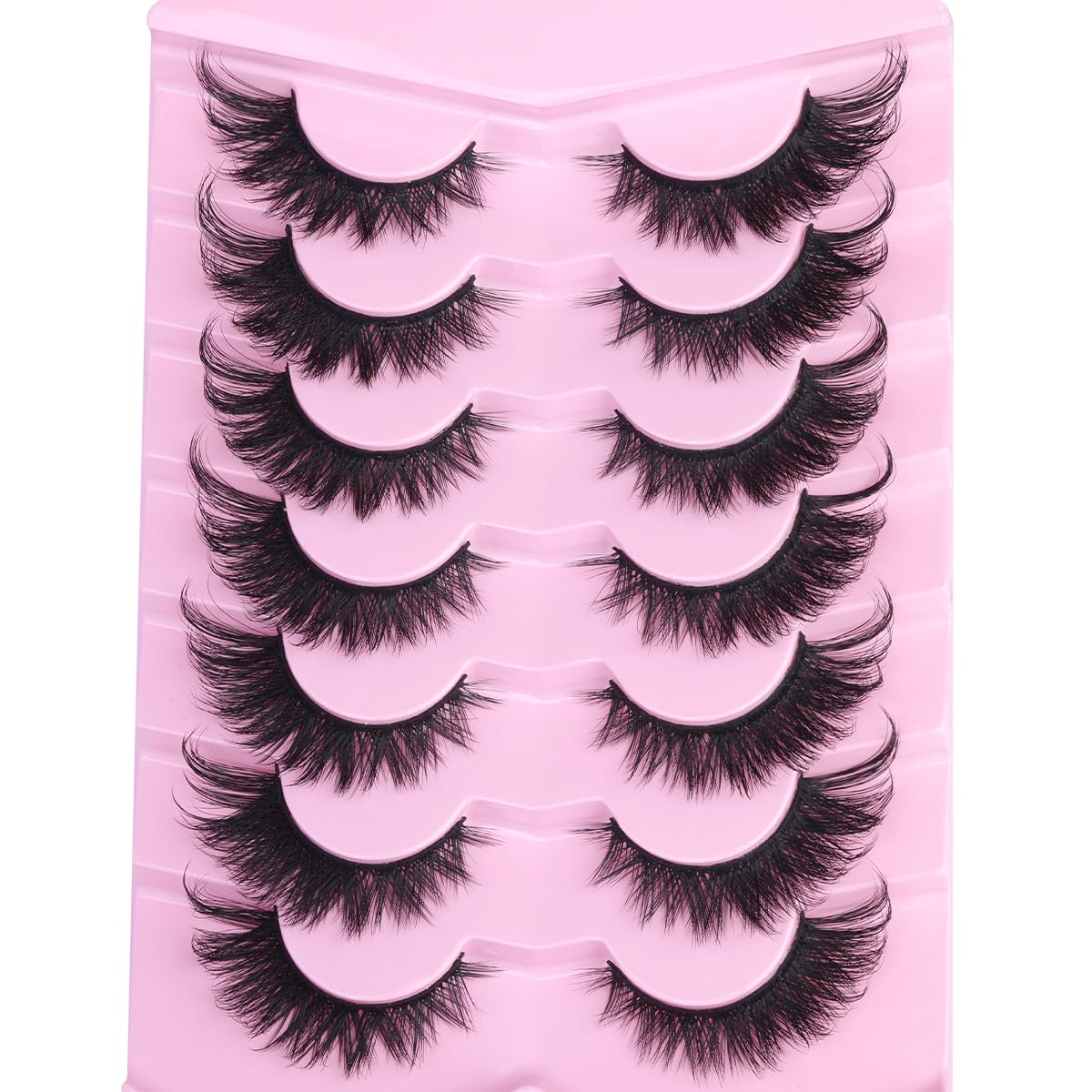 New 7 Pairs D Curl Volume Russian Volume Natural Fluffy Faux Eyelashes, Classic Cat Eye Mink False Eyelashes, Cross Wispy Dramatic Volume 5D Faux Eyelashes, Soft & Natural-Looking Eyelash Extension Makeup For A Natural Look