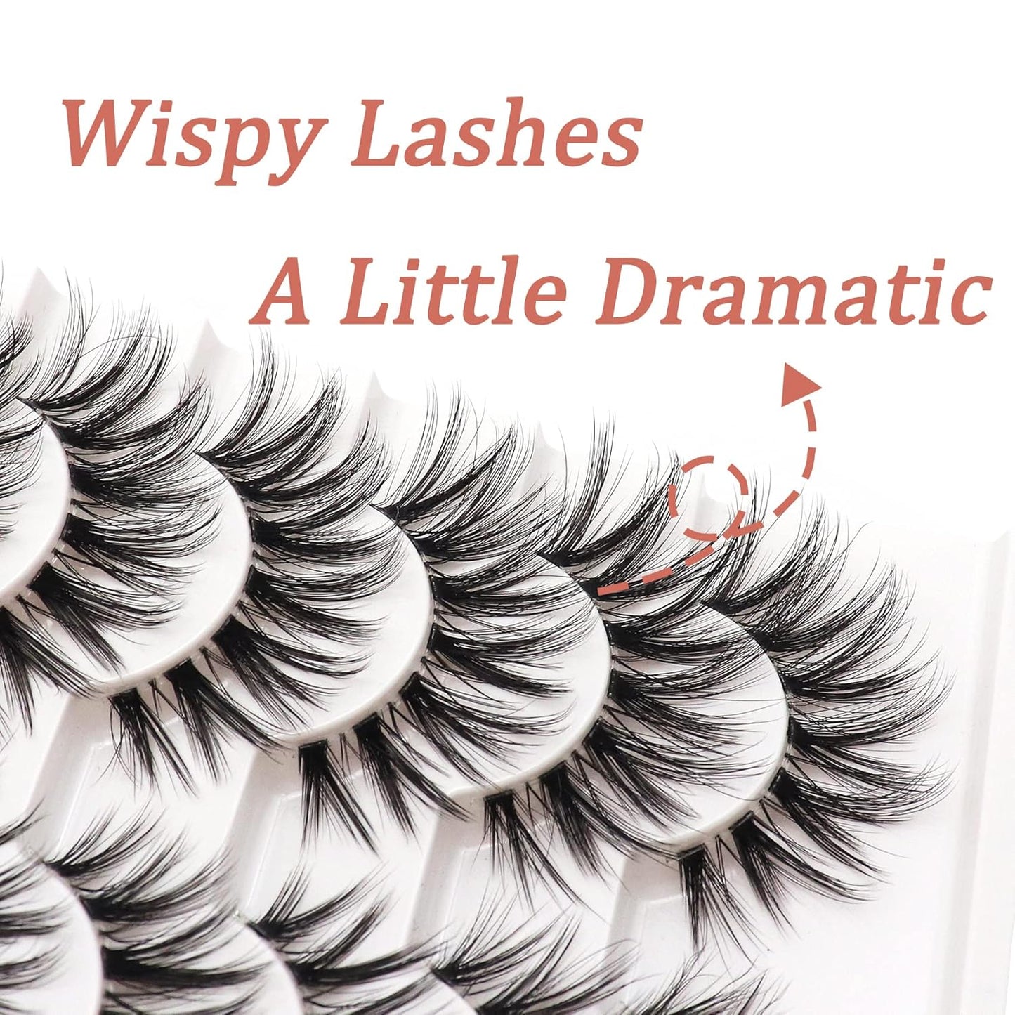 8 Pairs Brown Faux Mink Eyelashes, Transparent Stem, Fine & Thick Cat Eye Makeup, Fluffy & Natural, Transparent Stem, 3D Curly, Full Strip Lashes, Eyelash Extensions, False Eyelashes, Lashes, Fake Eyelashes