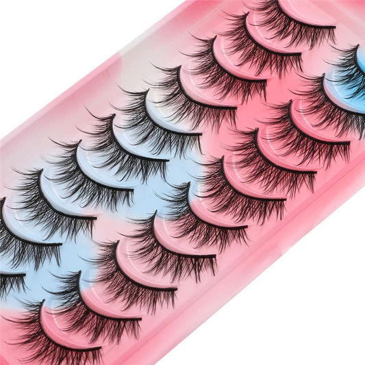 10 Pairs Wet Look Spiky Thick Faux Mink Lashes, Manga Cosplay Wispy Doll Eyelash, Reusable, Dramatic Makeup