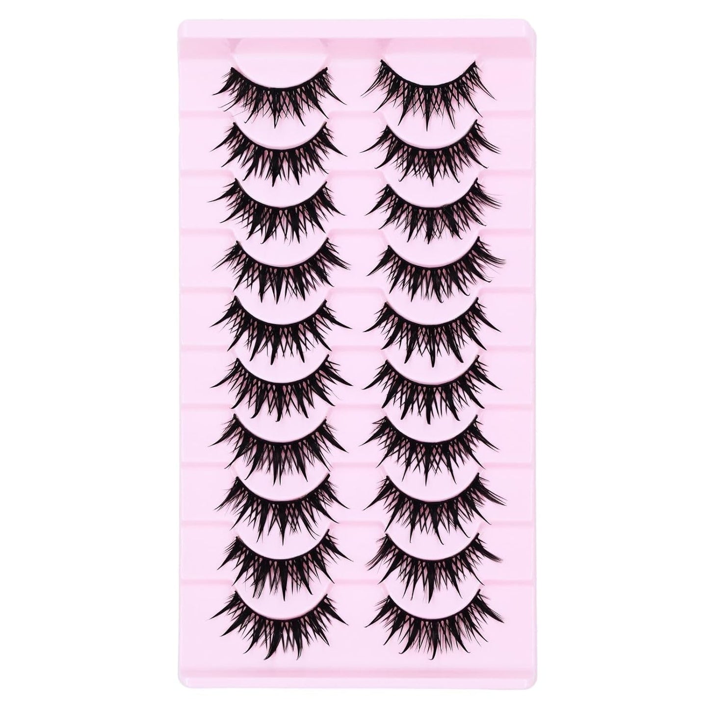 10 Pairs Anime Cat Eye Fluffy Lashes, European Style,Multi-Pair Set, Reusable D Curl, Extra Thick, Professional Makeup For Cosplay And Stage, Dramatic Eye Look, Easy Application For Beginners