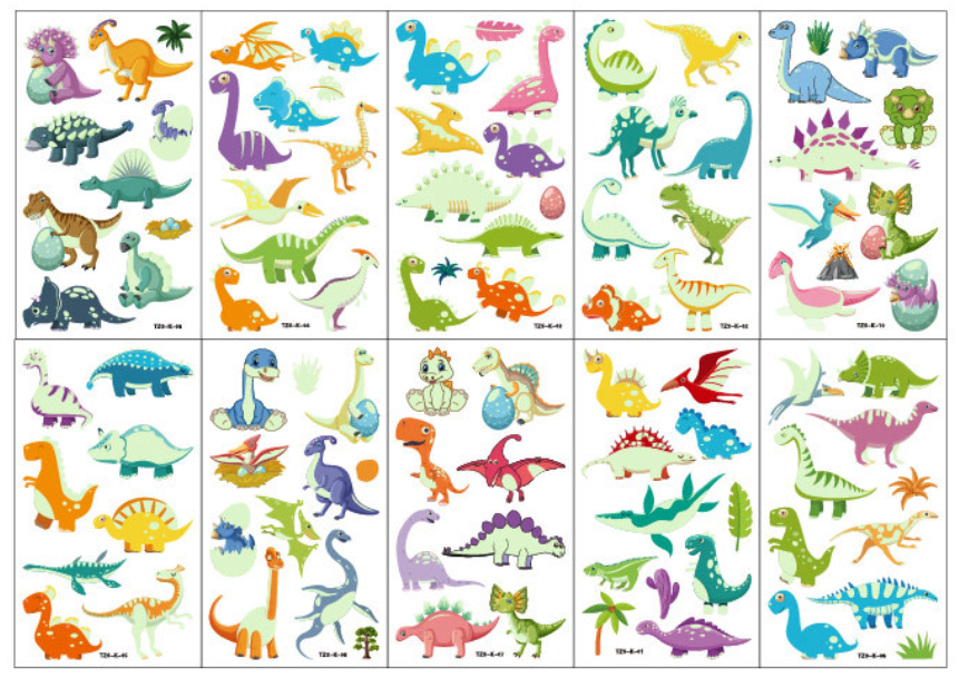 10 Sheets Luminous Dinosaur Temporary Tattoos, Waterproof Glow In The Dark T-Rex Pterosaur Velociraptor Triceratops Stegosaur Designs Pattern, Birthday Party Favors, Stocking Stuffer, Goodie Bag Fillers, Christmas Eve Gifts