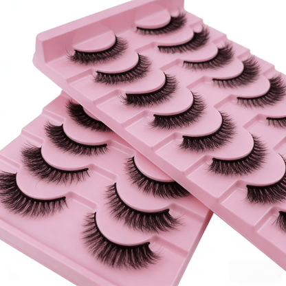 10pairs Cat Eye Style Natural Crossed & Extended Black False Eyelashes, Suitable For Daily And Dating Makeup Strip Lashes, Lashes, Eyelashes, Fake Lashes