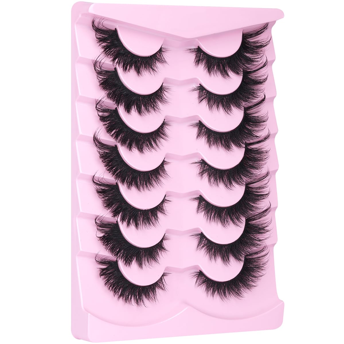 New 7 Pairs D Curl Volume Russian Volume Natural Fluffy Faux Eyelashes, Classic Cat Eye Mink False Eyelashes, Cross Wispy Dramatic Volume 5D Faux Eyelashes, Soft & Natural-Looking Eyelash Extension Makeup For A Natural Look