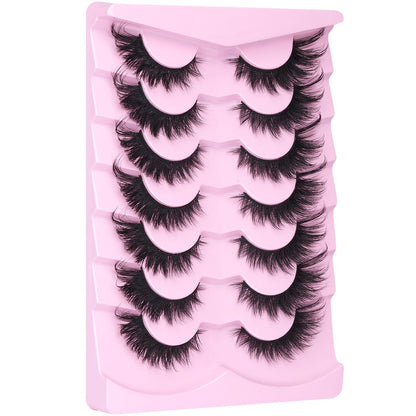 New 7 Pairs D Curl Volume Russian Volume Natural Fluffy Faux Eyelashes, Classic Cat Eye Mink False Eyelashes, Cross Wispy Dramatic Volume 5D Faux Eyelashes, Soft & Natural-Looking Eyelash Extension Makeup For A Natural Look