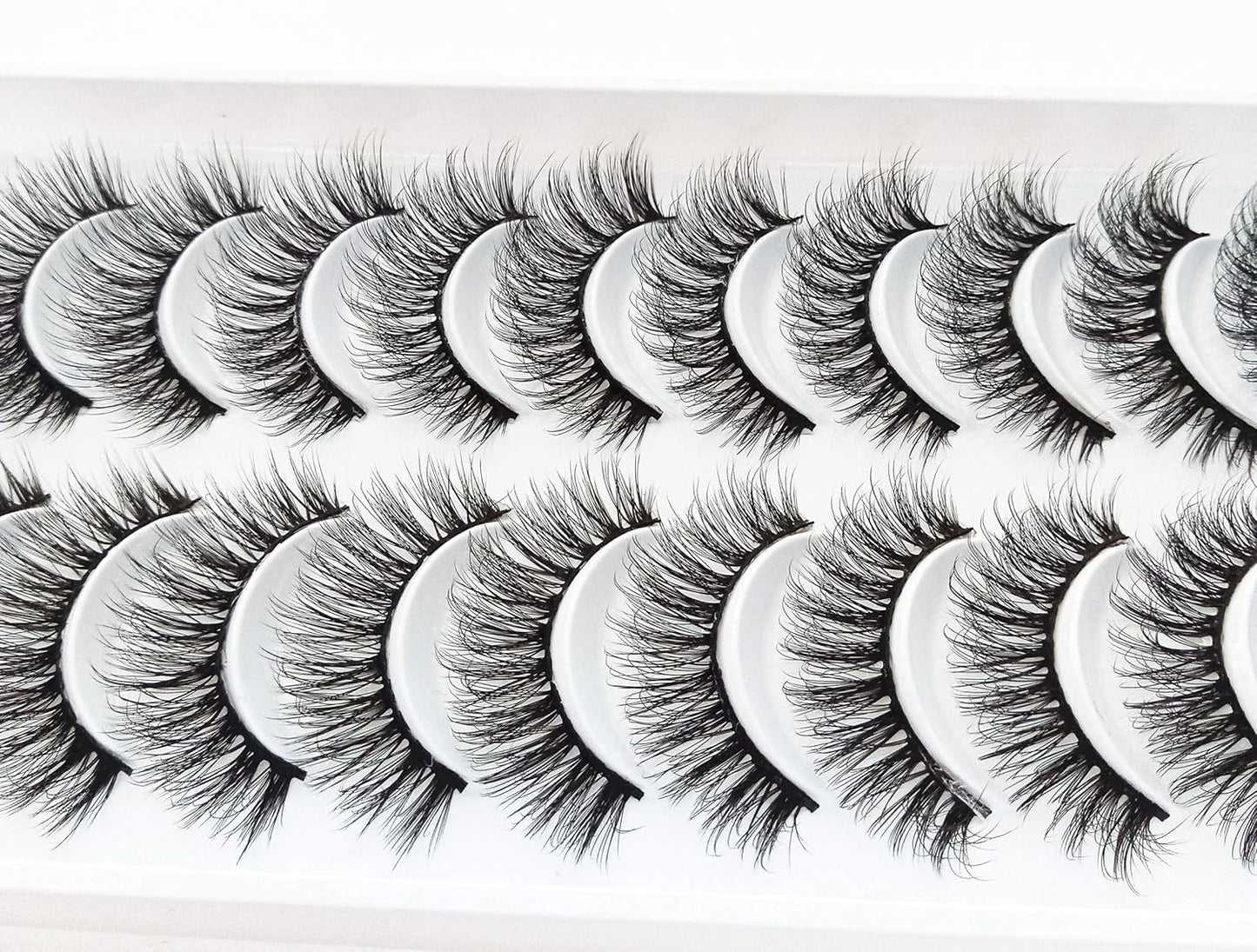 10 Pairs Cat Eye Effect False Eyelashes, Fluffy & Soft Black Lash Strands, Delicate & Natural, Dense Faux Mink, Full Strip Fake Lashes