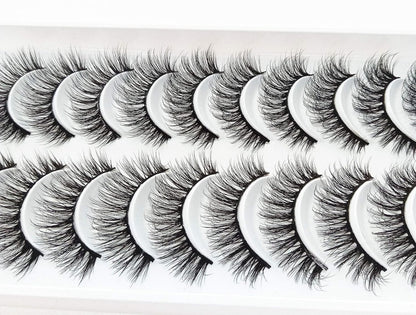 10 Pairs Cat Eye Effect False Eyelashes, Fluffy & Soft Black Lash Strands, Delicate & Natural, Dense Faux Mink, Full Strip Fake Lashes