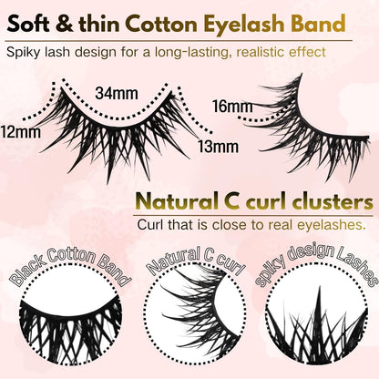 10 Pairs Anime Cat Eye Fluffy Lashes, European Style,Multi-Pair Set, Reusable D Curl, Extra Thick, Professional Makeup For Cosplay And Stage, Dramatic Eye Look, Easy Application For Beginners