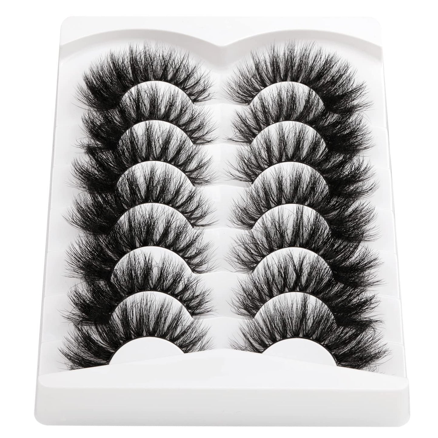New 7 Pairs D Curl Volume Russian Volume Natural Fluffy Faux Eyelashes, Classic Cat Eye Mink False Eyelashes, Cross Wispy Dramatic Volume 5D Faux Eyelashes, Soft & Natural-Looking Eyelash Extension Makeup For A Natural Look