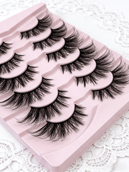 7 Pairs Fluffy False Eyelashes, Natural Thin Eyelashes With Transparent Band & Faux Mink Lashes, Thick Soft Curly Eyelashes, Strip Fake Eyelashes