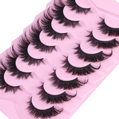 New 7 Pairs D Curl Volume Russian Volume Natural Fluffy Faux Eyelashes, Classic Cat Eye Mink False Eyelashes, Cross Wispy Dramatic Volume 5D Faux Eyelashes, Soft & Natural-Looking Eyelash Extension Makeup For A Natural Look