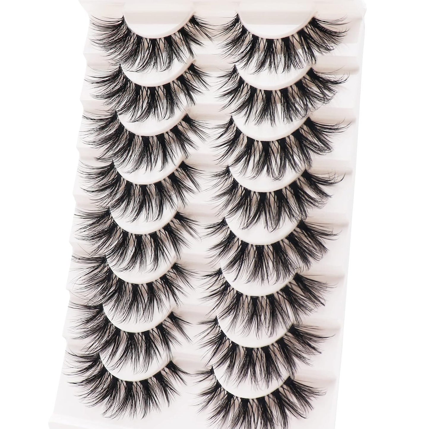 8 Pairs Brown Faux Mink Eyelashes, Transparent Stem, Fine & Thick Cat Eye Makeup, Fluffy & Natural, Transparent Stem, 3D Curly, Full Strip Lashes, Eyelash Extensions, False Eyelashes, Lashes, Fake Eyelashes