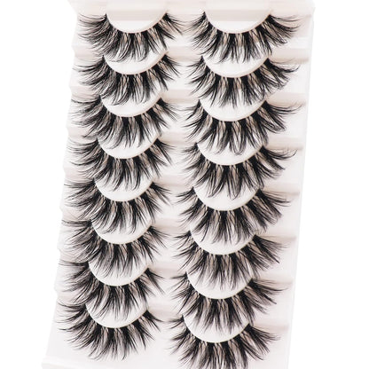 8 Pairs Brown Faux Mink Eyelashes, Transparent Stem, Fine & Thick Cat Eye Makeup, Fluffy & Natural, Transparent Stem, 3D Curly, Full Strip Lashes, Eyelash Extensions, False Eyelashes, Lashes, Fake Eyelashes