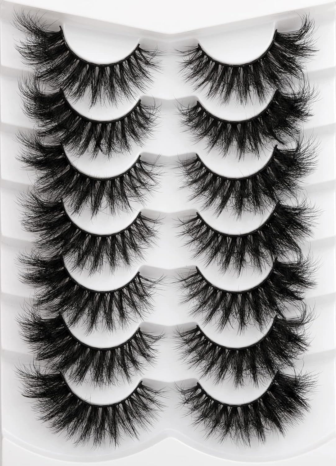 New 7 Pairs D Curl Volume Russian Volume Natural Fluffy Faux Eyelashes, Classic Cat Eye Mink False Eyelashes, Cross Wispy Dramatic Volume 5D Faux Eyelashes, Soft & Natural-Looking Eyelash Extension Makeup For A Natural Look