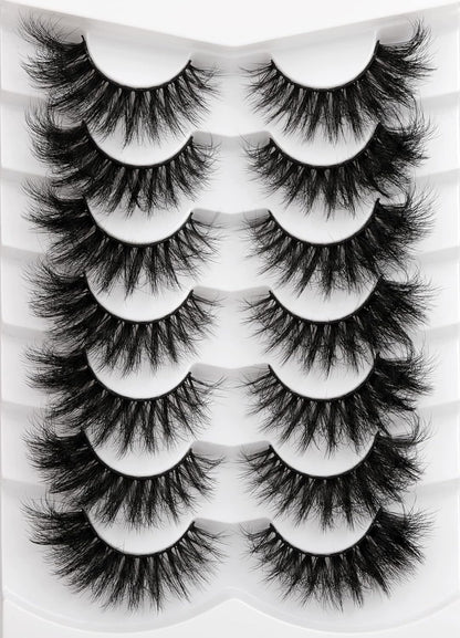 New 7 Pairs D Curl Volume Russian Volume Natural Fluffy Faux Eyelashes, Classic Cat Eye Mink False Eyelashes, Cross Wispy Dramatic Volume 5D Faux Eyelashes, Soft & Natural-Looking Eyelash Extension Makeup For A Natural Look