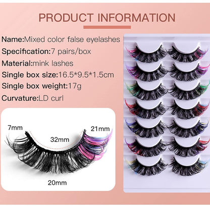 7pcs/Set Short 3D Mink Eyelashes, Russian DD Curl, Handmade, Natural Fluffy & Thick, Full Strip Eyelashes, Wholesale Makeup