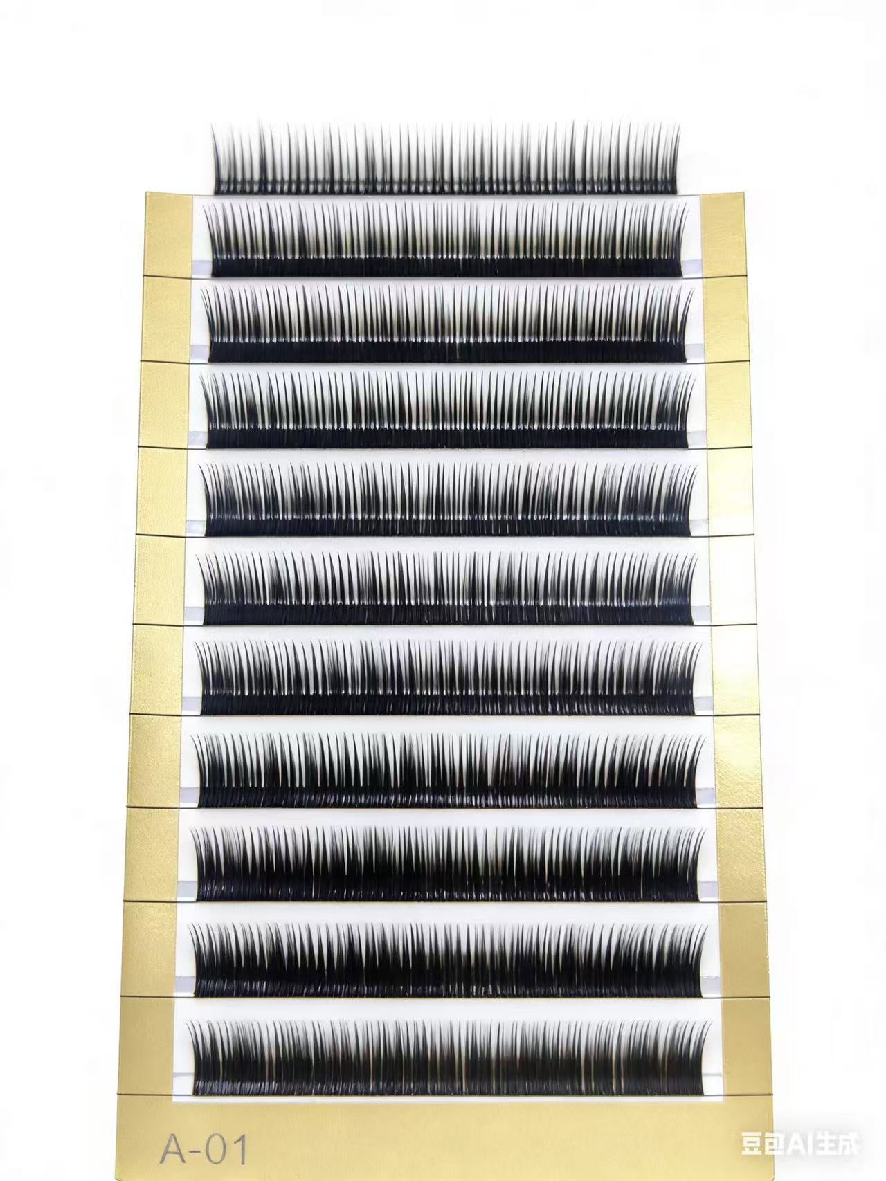 12 Rows C D L LC LD LU Curl Faux Mink Lashes, 0.1mm Individual Lashes, Natural Mink-Like, Russian Volume Style, Suitable For Makeup Eyelashes