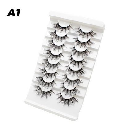 8 Pairs Brown Faux Mink Eyelashes, Transparent Stem, Fine & Thick Cat Eye Makeup, Fluffy & Natural, Transparent Stem, 3D Curly, Full Strip Lashes, Eyelash Extensions, False Eyelashes, Lashes, Fake Eyelashes