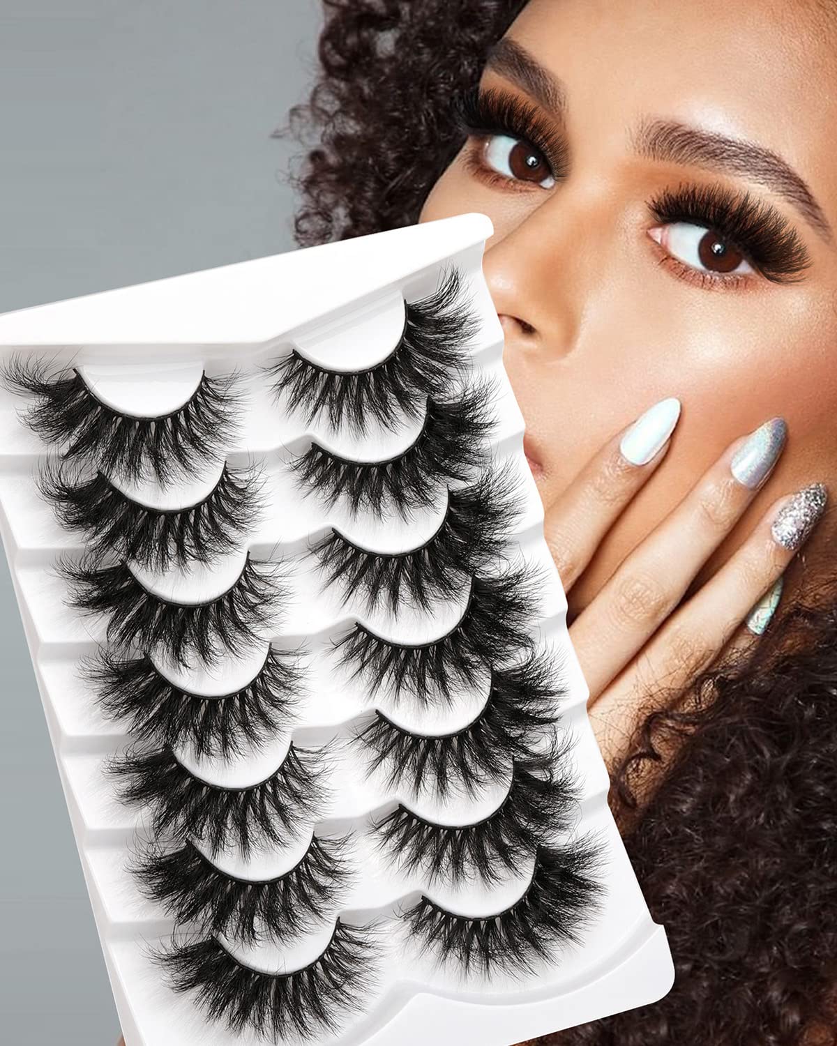 New 7 Pairs D Curl Volume Russian Volume Natural Fluffy Faux Eyelashes, Classic Cat Eye Mink False Eyelashes, Cross Wispy Dramatic Volume 5D Faux Eyelashes, Soft & Natural-Looking Eyelash Extension Makeup For A Natural Look