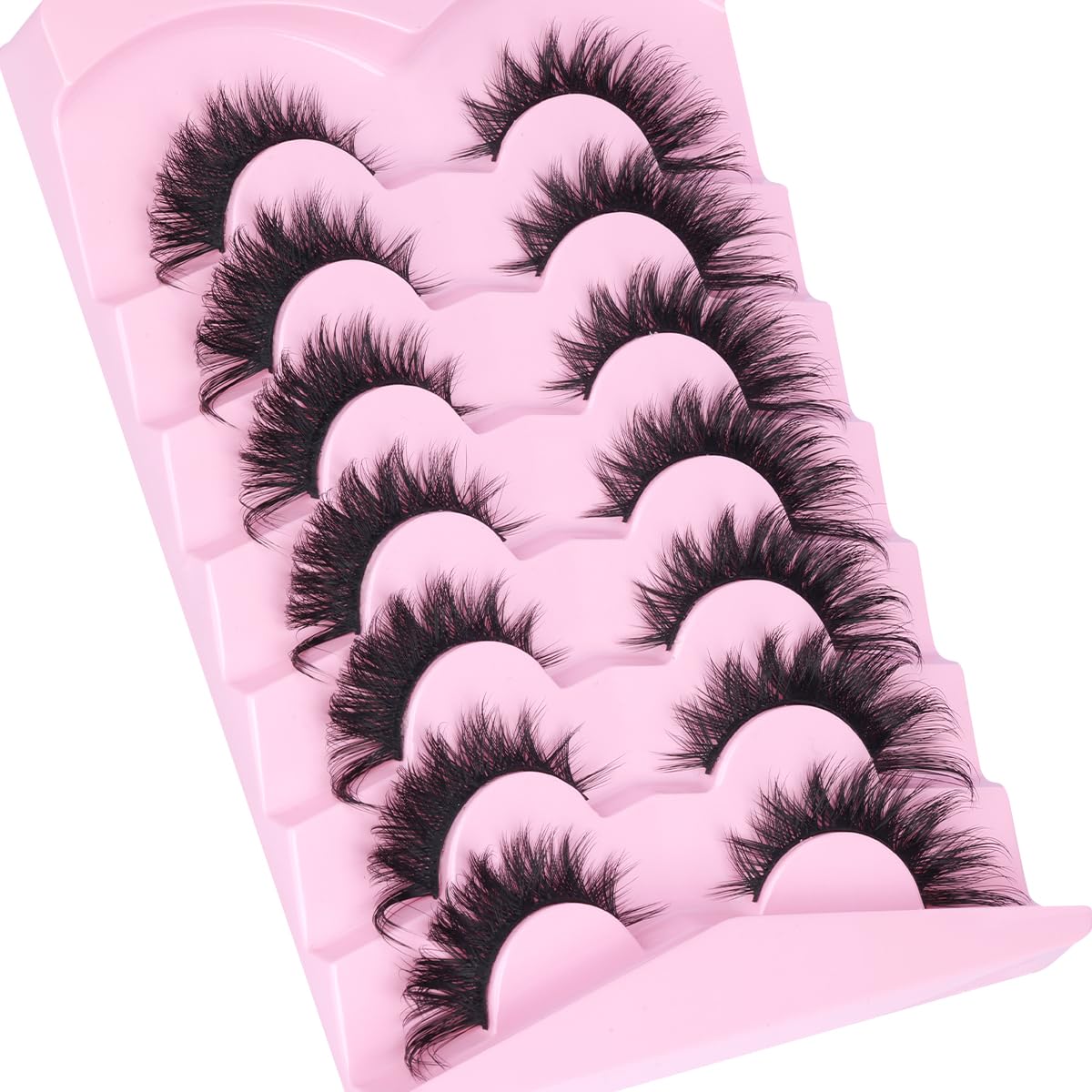 New 7 Pairs D Curl Volume Russian Volume Natural Fluffy Faux Eyelashes, Classic Cat Eye Mink False Eyelashes, Cross Wispy Dramatic Volume 5D Faux Eyelashes, Soft & Natural-Looking Eyelash Extension Makeup For A Natural Look