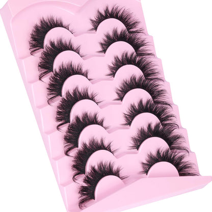 New 7 Pairs D Curl Volume Russian Volume Natural Fluffy Faux Eyelashes, Classic Cat Eye Mink False Eyelashes, Cross Wispy Dramatic Volume 5D Faux Eyelashes, Soft & Natural-Looking Eyelash Extension Makeup For A Natural Look