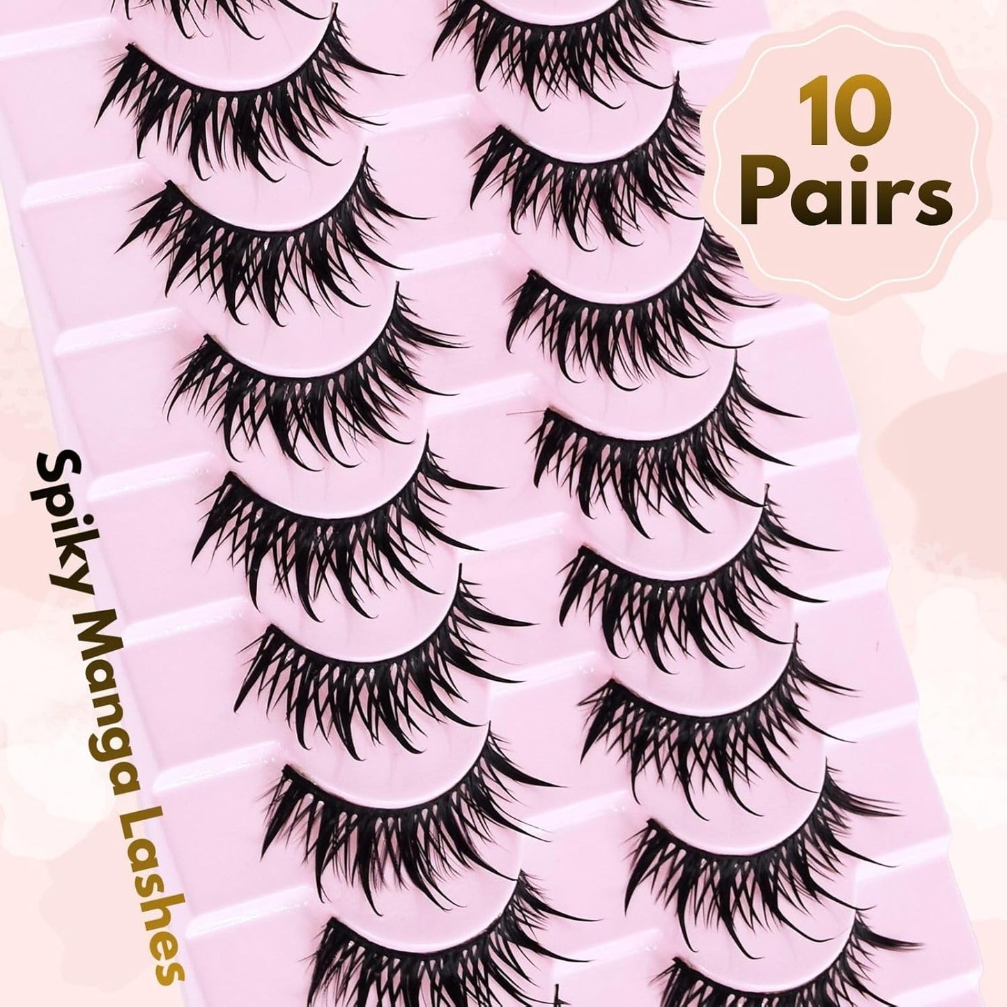 10 Pairs Anime Cat Eye Fluffy Lashes, European Style,Multi-Pair Set, Reusable D Curl, Extra Thick, Professional Makeup For Cosplay And Stage, Dramatic Eye Look, Easy Application For Beginners
