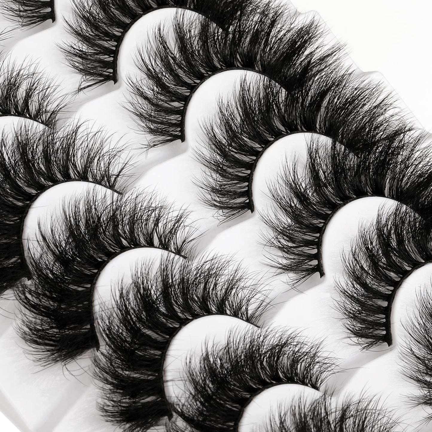 New 7 Pairs D Curl Volume Russian Volume Natural Fluffy Faux Eyelashes, Classic Cat Eye Mink False Eyelashes, Cross Wispy Dramatic Volume 5D Faux Eyelashes, Soft & Natural-Looking Eyelash Extension Makeup For A Natural Look